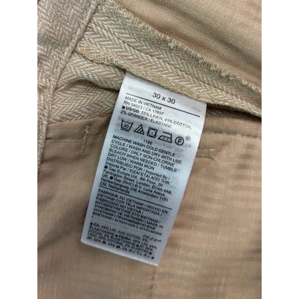 Banana Republic 30x29 Tan Herringbone Linen Cotton Pants Trousers Tailored Fit